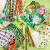 BenLouis 120Pcs Jungle Safari Party Favors Zoo Animals Sticker Stampers Slap Bracelets School Stationery Set Bulk Classroom Prizes for Kids Wild One Party Baby Shower Goodie Bags Fillers