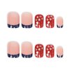 24Pcs Independence Day Press on Nails Short Square Blue French Tip Fake Nails Star Full Cover Red Nails Gel Glue on Nails Glitter False Nails 4th of July Nails for Women Acrylic Nails Decorations