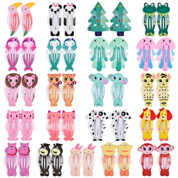 Hair Clips for Girl, IKOCO 42Pcs Snap Hair Clips Animal Pattern Barrettes Cartoon Design Snap Hair Barrettes for Toddler Girls, Gift for Kids