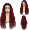 Aikebi Omber Burgundy Curly Human Hair Wig Lace Frontal Closure Deep Human Hair Wig Pre Plucked Pre Cut Lace Frontal Closure Glueless Wigs Elastic Band 200% Density