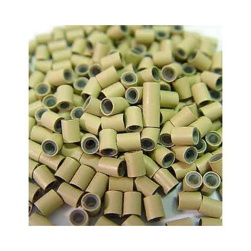 HAIR DE VILLE Silicone Lined Copper Micro Tube Rings Links Beads Linkies For I Tip Stick Glue Feather Hair Extensions (200 PCS 4mm, Blonde)