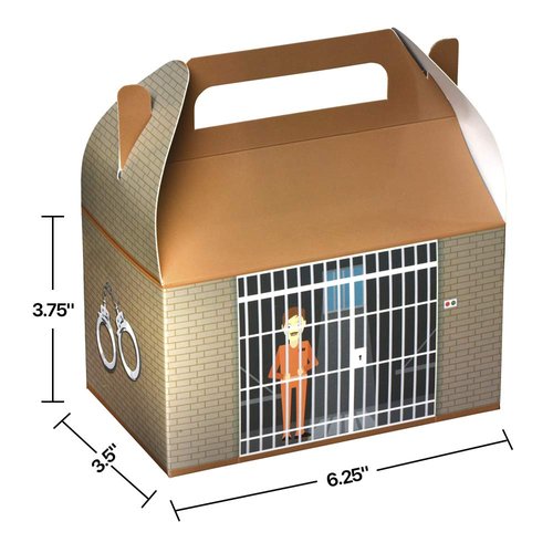 Hammont Paper Treat Boxes - (10 Pack) - Party Favors Treat Container Cookie Boxes Cute Designs Perfect for Parties and Celebrations 6.25" x 3.75" x 3.5" (Prison)
