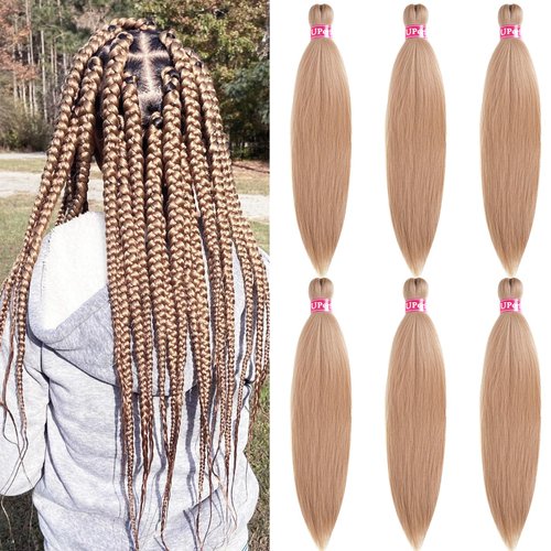 UPerfe Ash Blonde Braiding Hair Extensions for Braids Kanekalon Braiding Hair Pre Stretched Prestretched Braiding Hair Kids Knotless Jumbo Colored Blonde Braiding Hair 26 inch 6 Bundles
