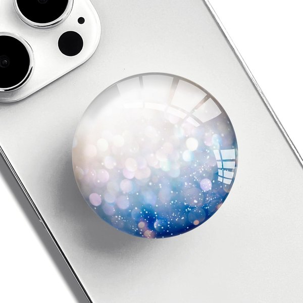 Ksadiye Phone Grip with Expanding Kickstand,Cell Phone Collapsible Stand Blue Rose Gold Sparkling Design for Smartphones