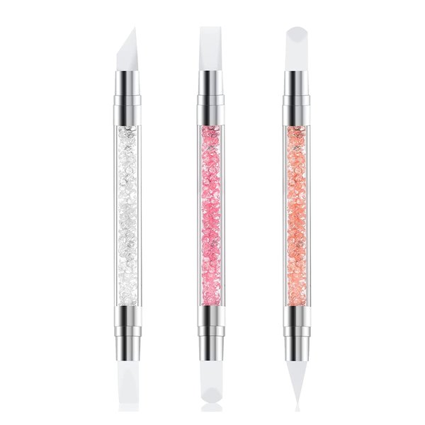 Finloome 3 pcs Nail Art Pen Silicone Brushes Dual Tipped Nail Design Tools Nail Art Carving Sculpture Pen For 3D Effect Shaping Drawing Dotting