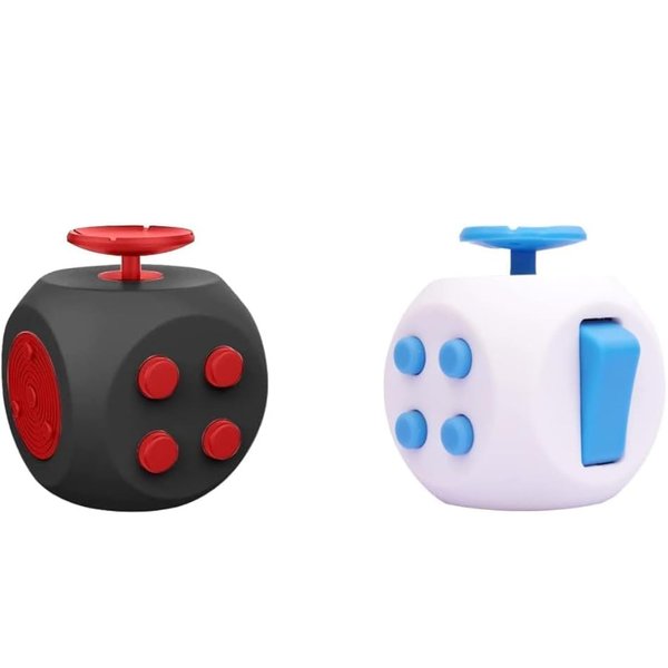 2 Pack Piraga Fidget Toy Cube Set, Stress and Anxiety Relief ADD/ADHD/OCD Autism Hand Clicker Buttons with Quite Sides for Adults&Teens&Children