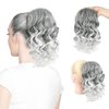 Behufun Ponytail Extension, Drawstring Ponytail 12" Short Curly Clip in Hair Extensions Ponytail Lightweight Fake Pony Tails Hair Extensions Silver Grey