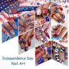 8 Sheets Independence Day Nail Sticker 4th of July Nail Art Stickers 3D Self-Adhesive USA Flags Heart Stars Eagle Nail Designs Decals Patriotic Nail Supplies for Women 4th of July Nail Decoration
