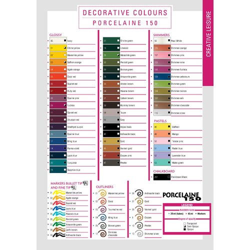 Pebeo Porcelaine 150 Ceramic Paint - Water-Based High-Gloss Paint, 45 ml Bottle - Anthracite Black