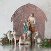 Willow Tree Sheltering Animals for The Holy Family, Giving Watch, Warmth, Protection, Gray-White Standing Goat, Gray Donkey, 2 White Sheep, Sculpted Hand-Painted Nativity Scene Figures, 4-Piece Set