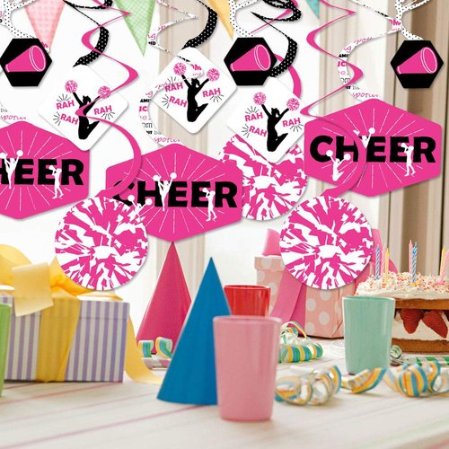 Big Dot of Happiness We’ve Got Spirit - Cheerleading - Birthday Party or Cheerleader Party Hanging Decor - Party Decoration Swirls - Set of 40