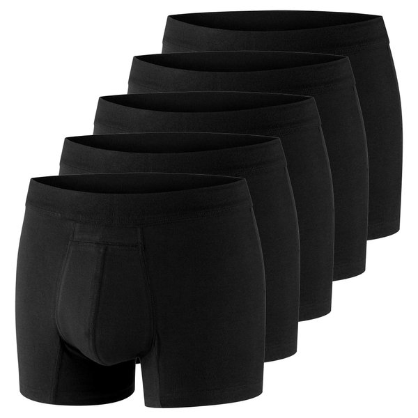 PROTECHDRY Washable & Reusable Urinary Incontinence Cotton Boxer Brief Underwear for Men - 5 Pack (Buy 4 Get 1 Free) (Small, Black)