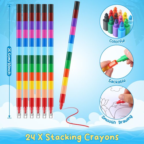 24 Pcs Dinosaur Mini Coloring Books Party Favors with 24 Stacking Crayons Dino Birthday Decor Drawing Books Bulk For Kids Dinosaur Jurassic Party Goodie Bag Gift Stuffer Classroom Activity Supplies