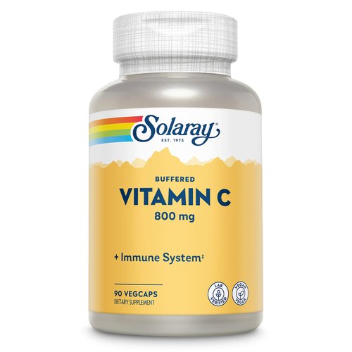 SOLARAY Buffered Vitamin C 800mg w/Rose HIPS & Acerola | Immune Function, Skin, Bone & Nerve Health Support, 90 VegCaps