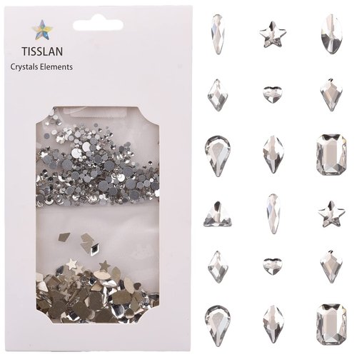 Tisslan 100pcs Flat Back Crystal Clear Glass Shape Nail Rhinestones 720pcs Loose Cystal Beads Nail Art Decoration Craft Accessory