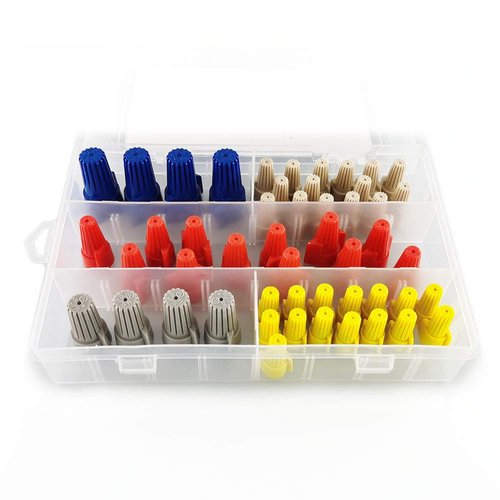 WAHSURE 50Pcs Electrical Wire Connectors Twist Caps,Winged Screw Nuts Kit with Spring Insert for HVAC,6-22 AWG