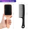Bsisme Hair Brush-Boar Bristle Hairbrush with Detangling Pins Wooden Paddle Detangler Hairbrush for Women Men Reduce Frizz Dry Restore Natural Shine