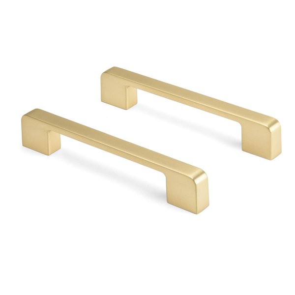 Rergy 5 Pack Cabinet Pulls Gold 5 in Cabinet Handles LS9901GD128 Solid Modern Drawer Pulls Gold Cabinet Hardware Pulls for Kitchen