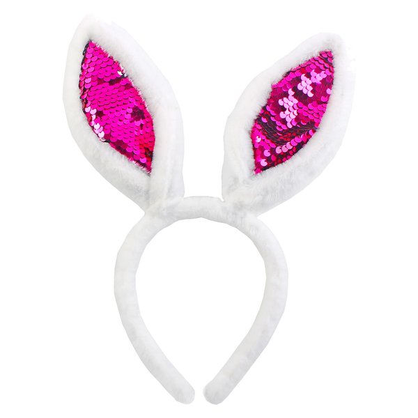 Susunaya Bunny Ears Headbands Plush Rabbit Ear Headband for Women Bunnys Ear Headband for Kids Adults Party Supplies（rose）