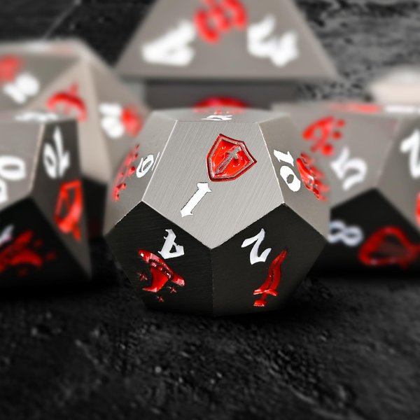 Banloga DND Dice Set,7PCS Metal Dice Set for Dungeons and Dragons,Class Icons Dice,Role Playing Board Games Accessories(Gray)