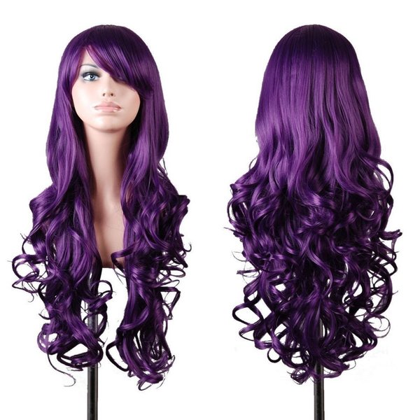 EmaxDesign Wigs 32 Inch Cosplay Wig For Women With Wig Cap and Comb(Dark Purple)