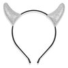 MUKOSEL Glitter Devil Horns Headband, Devil Costume Accessories for Women Men, Devil Ears Headband Halloween Cosplay Dress up (Silver)