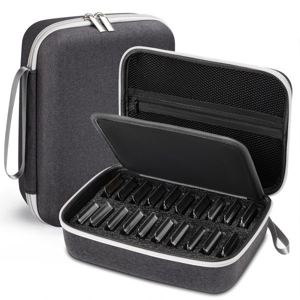 Noverlife Hair Clipper Guard Blades Holder Case, Barber Guard Blades Storage Bag for 20 Metal Blades Hard Blade Storage Travel Case, Detachable Stylist Carrying Case for Grooming Blade and Accessories