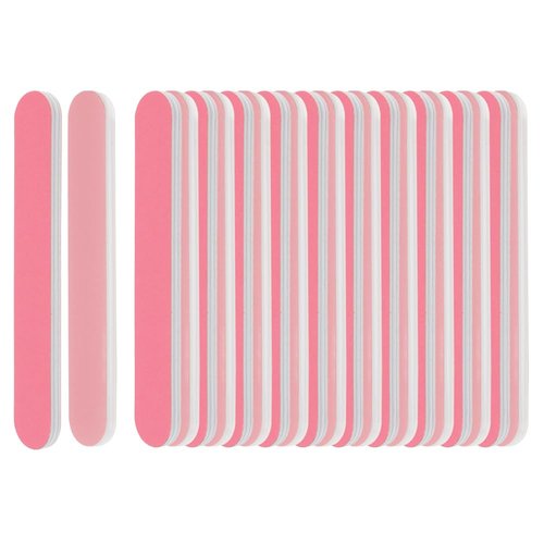 ForPro Mini Foam Board, Double-Sided Nail File, 280/400 Grit, 3.5” L x .5” W, Pink, 50-Count