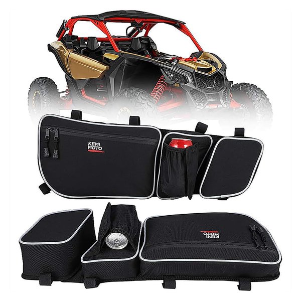 KEMIMOTO X3 Door Bags,X3 Storage Bags with Cup Holder and Removable-Knee-Pads Compatible with Cam Am Maverick X3 Front Upper Door 2017-2024 All Models, Pack of 2