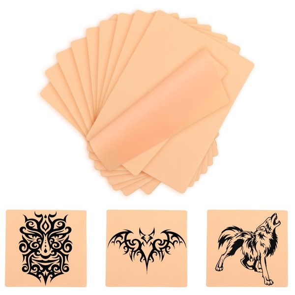 Blank Tattoo Skin Practice,Honsnks 10pcs 8x6 Inch Double Sided Fake Skin, Tattoo and Eyebrow Pattern Practice Skin,for New Tattoo Artists and Professionals