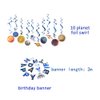 SUNBEAUTY 11 Pcs Solar System Hanging Decoration Universe Space Happy Birthday Banner Outer Space Whirls Hanging Swirl for Kids Birthday Solar System Party Supplies