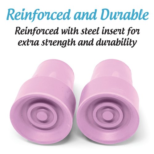 Steel-Reinforced 7/8" Crutch Tips - 1 Pair (Pink)