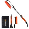 YeewayVeh 35" Ice Scraper for Car Windshield, Extendable Snow Brush with Foam Grip & Additional Handhold, 2 in 1 Detachable & Scratch-Free Snow Scrapers for Car Truck SUV, Orange