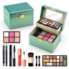 Color Nymph Beginner Makeup Kit For Teens, Girls Makeup kits With Recyclable And Key-Lockable Cabinet Included 17-Colors Eyeshadows Blushes Bronzer Highlighter Lipstick Brushes Mirror(Green)