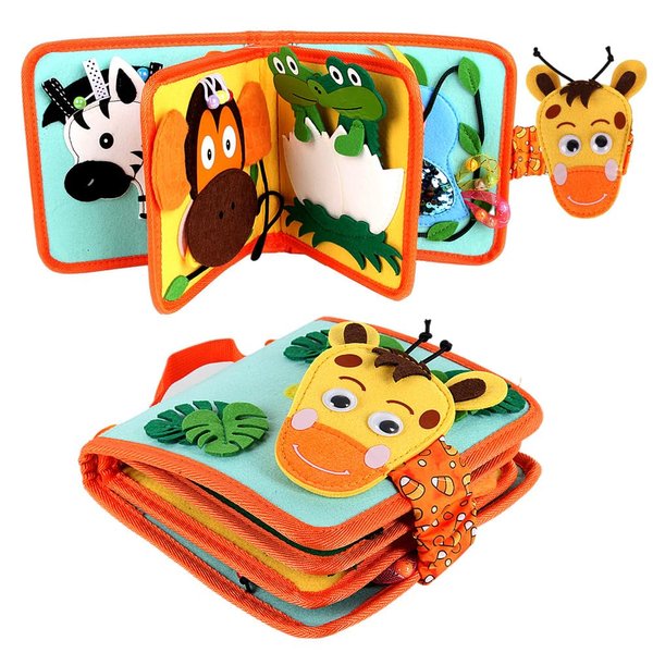 Levier Busy Board, Busy Book, Montessori Toys for Toddlers, Felt Toddlers Sensory Toys Toddler Activity Book for Learning Fine Motor Skills, Educational Toys for Boys Girls (Giraffe)