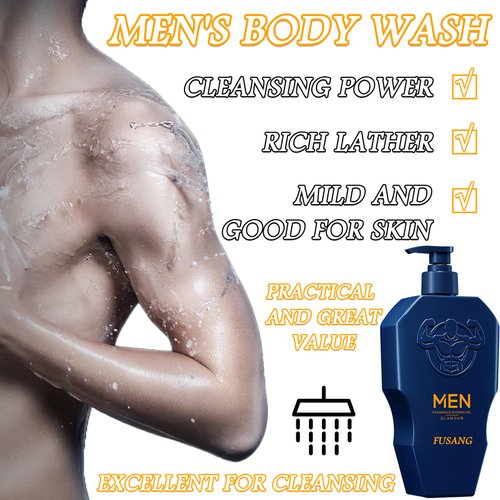 Fusang Mens Body Wash 500ml,Shower Gel Body Wash Men Long Lasting Moisturizing Men's Body Wash for Men