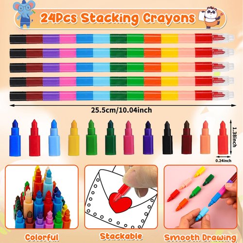 Lionoble 24 Pack Coloring Books for Kids with 24 Stacking Crayons Set Mini Coloring Books Bulk for Kids Ages 4-8-12 Small Activity Books for Birthday Party Favors Gifts Goodie Bags Stuffers Classroom