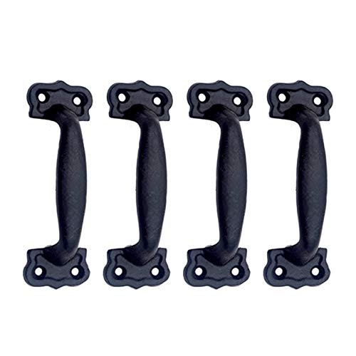 Adonai Hardware "Calno Antique Cast Iron Cabinet Pull Handles for Vintage Wooden Barn Doors, Trays, Closets, Furniture, Kitchen, Dressers, Drawers, Cupboards, Wardrobes and Sheds (Matte Black)