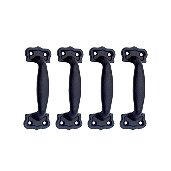 Adonai Hardware "Calno Antique Cast Iron Cabinet Pull Handles for Vintage Wooden Barn Doors, Trays, Closets, Furniture, Kitchen, Dressers, Drawers, Cupboards, Wardrobes and Sheds (Matte Black)
