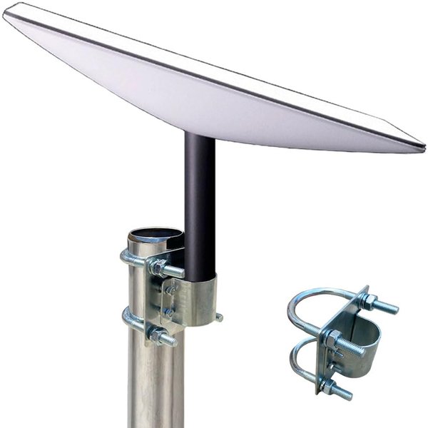 Sactulaz Antenna Mast Pipe Mount and Flag Pole Adapter Mounting kit Works with Starlink Antenna Mount,Universal Antenna Steel Pole Mount V-Clamp Bracket Roof Pole Mounting Base