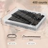 400Pcs Premium Bobby Pins Black & Small Rubber Bands for Hair Kit, 200Pcs Curved Hair Pins Secure Hold Hair in Place, 200Pcs Ouchless Hair Elastics for Women Kids Girls Ponytail, Bulked in Clear Case