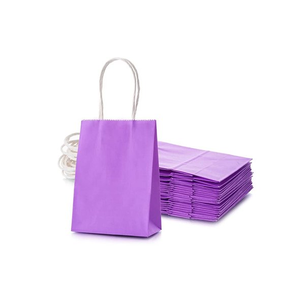 AWELL Small Lavender Paper Bag with Handle Party Favours Bag 6x4.5x2.5 inch for Wedding Birthday Baby Shower Recycled Bag, Pack of 24