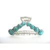 Hair claw clip turquoise blue stone silver metal western design