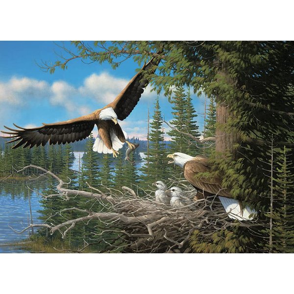Cobble Hill 1000 Piece Puzzle - Nesting Eagles - Sample Poster Included