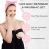 CAVETEE 9 Pcs Spa Headbands for Girls Kids, Towel Headband for Washing Face, Face Wash Headband and Wristband Set, Skincare Spa Headband Clean Girl Face