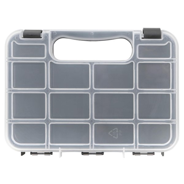 Performance Tool W5189 Durable Plastic Storage Organizer with Full-Height Dividers for Parts and Tools, Flat or Upright Storage with Built-in Feet