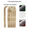 SUYYA Ponytail Human Hair Wrap Around Clip in Hair Piece Ponytail Extension Human Hair Straight Human Hair Ponytail with Magic Paste 70G 14 Inch #P18/613 Ash Blonde/Bleach Blonde