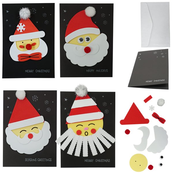 4E's Novelty DIY Christmas Card Making Kits (Makes 12) with Envelopes & All Supplies - for Kids & Adults Handmade Christmas Greeting Cards Craft, Christmas Crafts for Kids Ages 8-12
