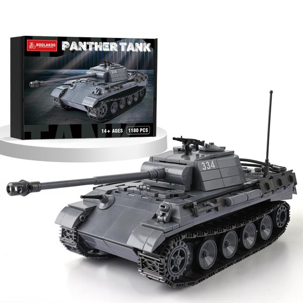 BOOLAKOS Panther V Tank, WW2 Military Panzer V Tank Building Block Set, WWII Army Tank Brick Set Toy for Adult Gift Giving (1,180 Pieces)
