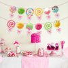 71 Pcs Candyland Party Supplies, Candy Tableware Set Serves for 8 Guests, Candy Tablecloth Lollipop Plates Spoons Knives Forks Napkins for Girls Kids for Baby Shower Lollipop Birthday Party Decor